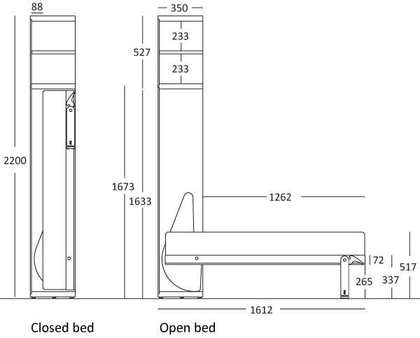 Oplapbed Circe standaard2 BedHabits